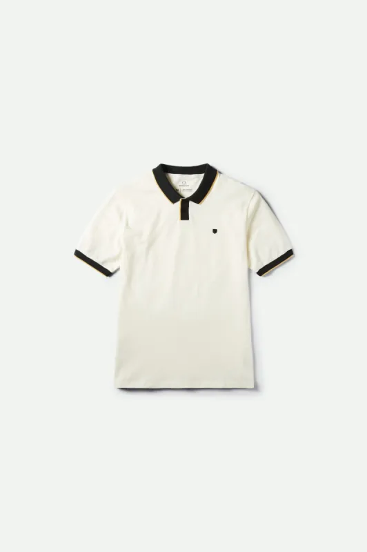 Proper S/S Polo Knit - Off White/Black sold by Brixton
