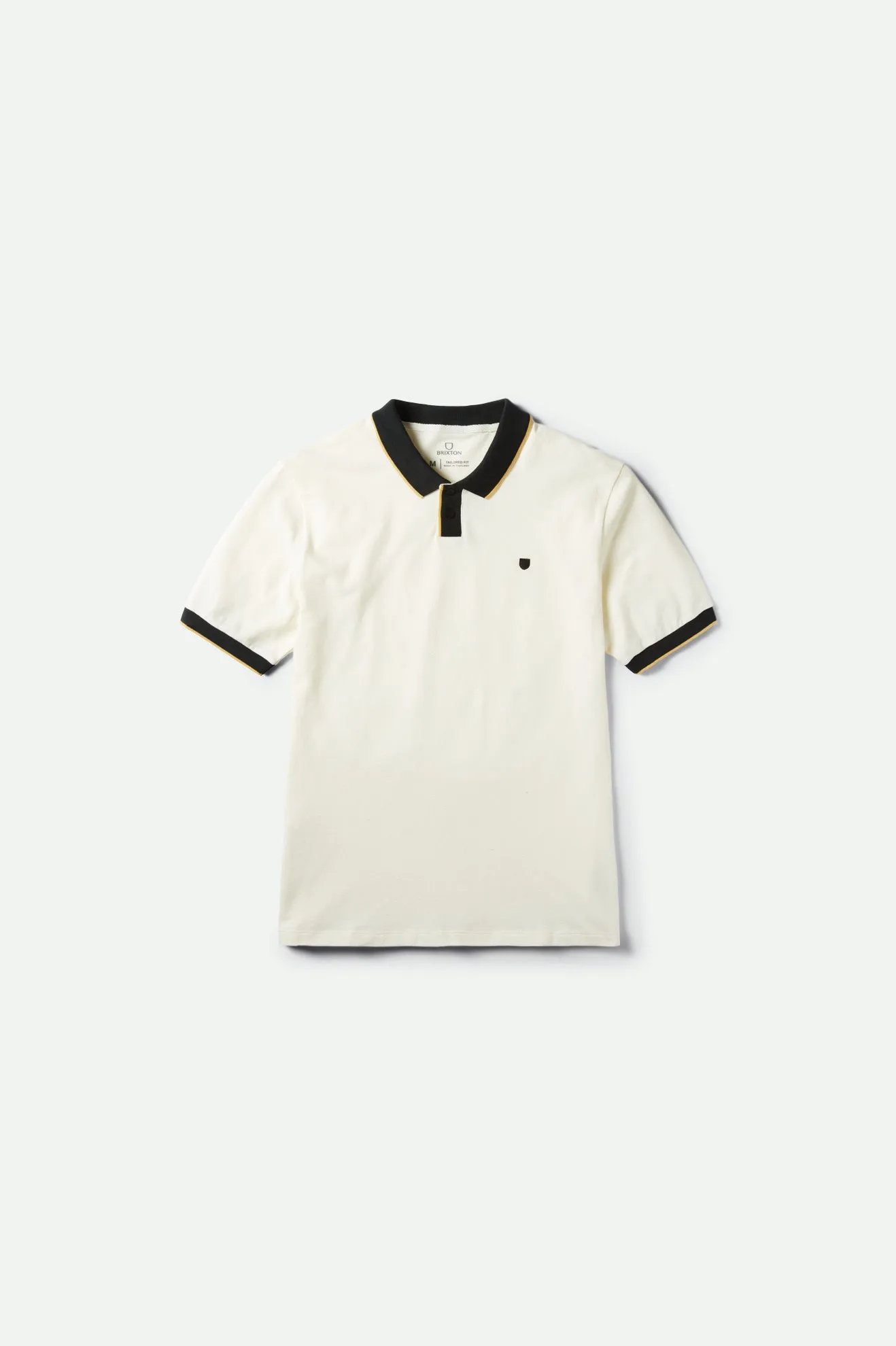 Proper S/S Polo Knit - Off White/Black sold by Brixton