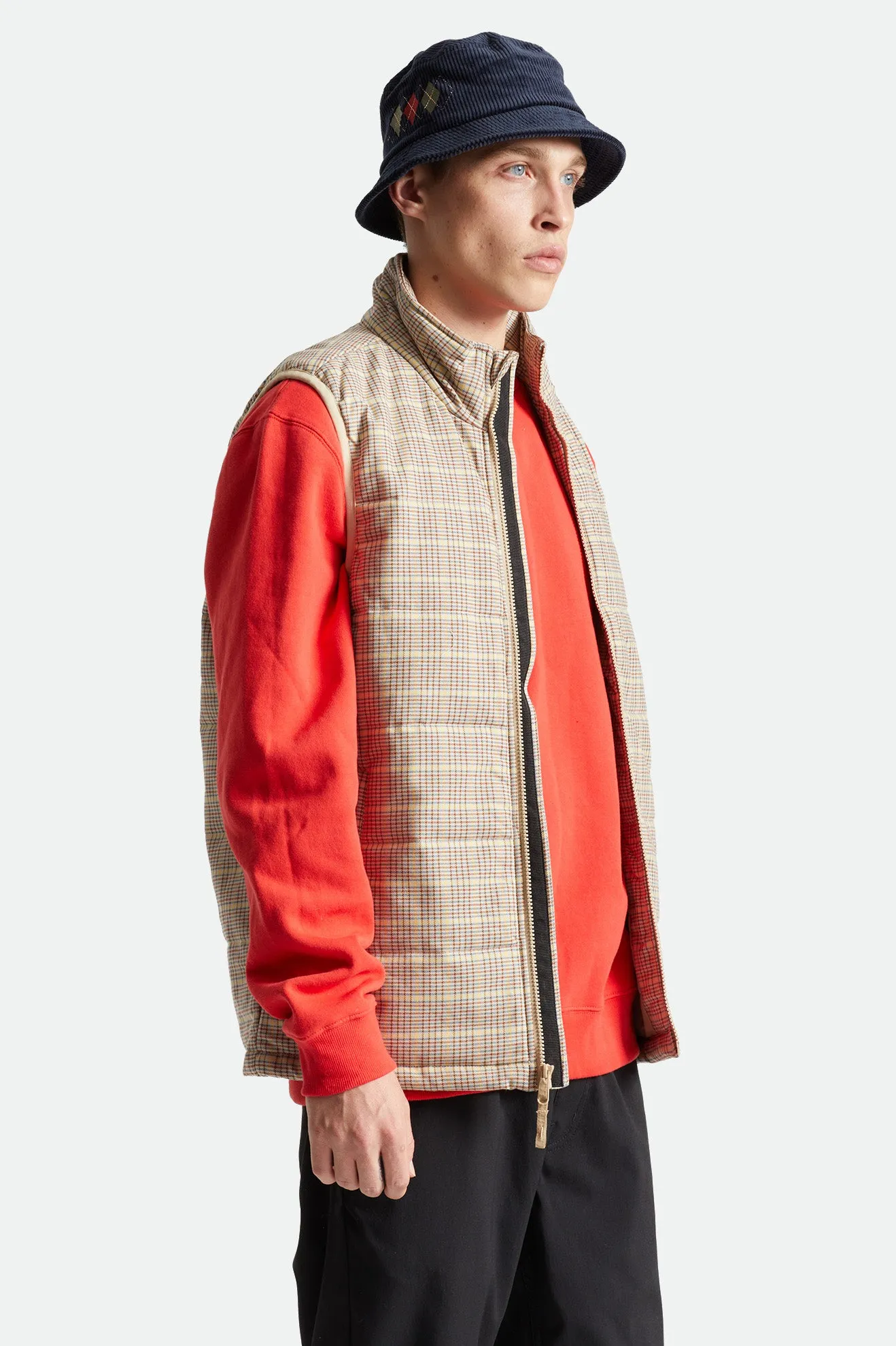 Cass Puffer Vest - Primary Plaid sold by Brixton product image thumbnail 3