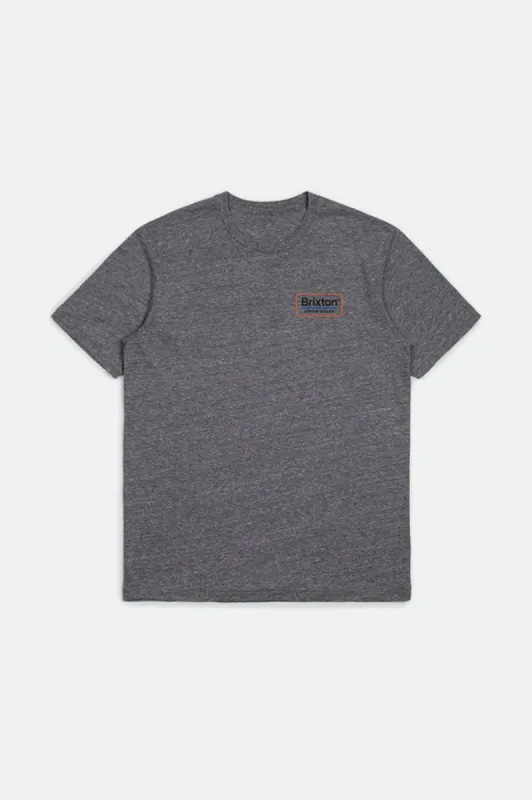 Palmer S/S Premium Tee - Heather Grey/Orange sold by Brixton