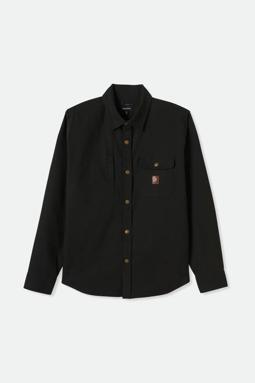 Builders Stretch L/S Overshirt - Washed Black sold by Brixton