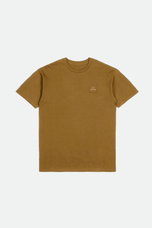 Alpha Square S/S Standard Tee - Golden Brown/Off White/Desert Palm sold by Brixton