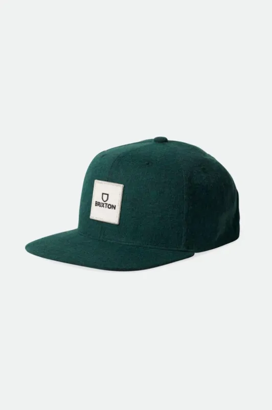 Alpha Square Netplus MP Snapback - Pine Needle/White sold by Brixton