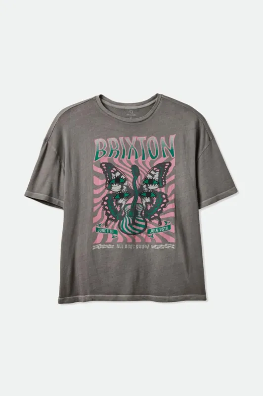 All Ages Oversized Boyfriend Tee - Washed Black Worn Wash sold by Brixton