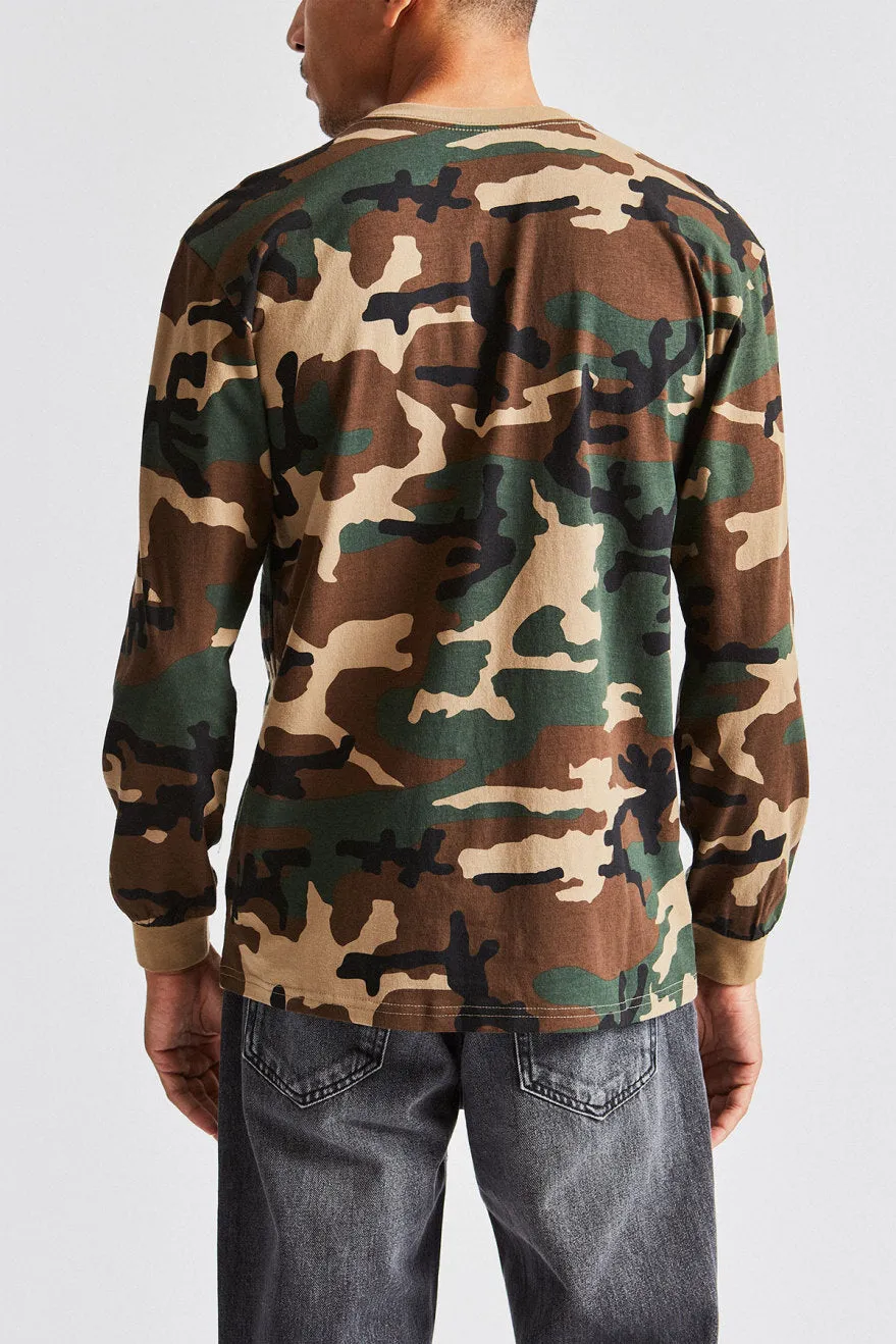 Basic L/S Pocket Tee - Woodland Camo sold by Brixton product image thumbnail 3
