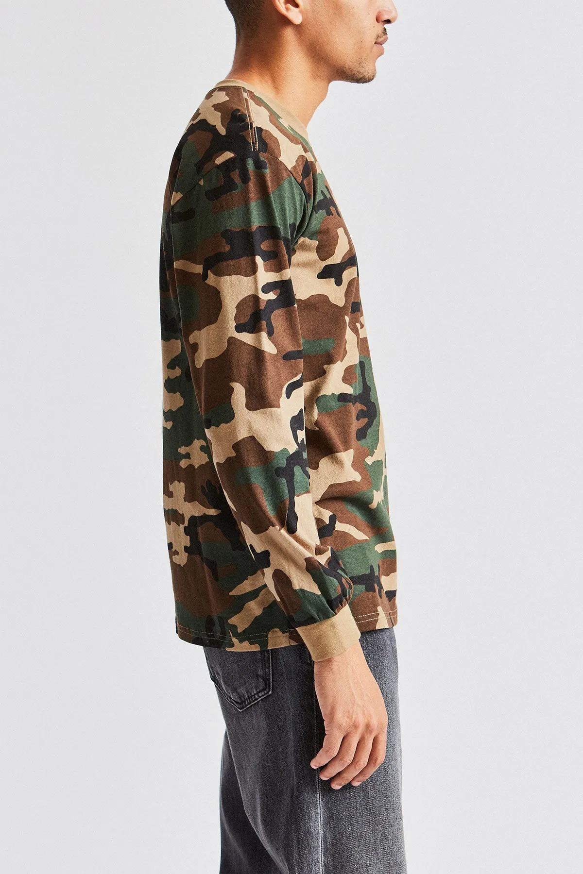 Basic L/S Pocket Tee - Woodland Camo sold by Brixton product image thumbnail 4