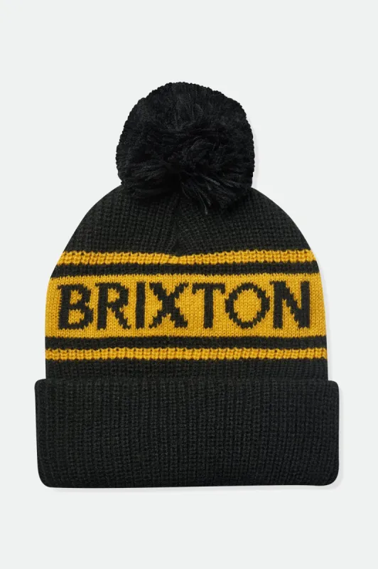 Alpha Pom Beanie - Black/Mustard sold by Brixton