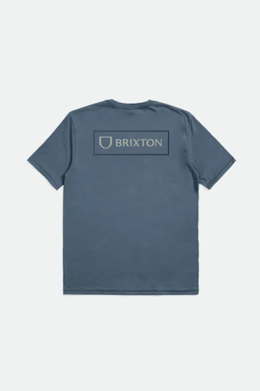 Alpha Block S/S Tailored Tee - Flint Blue/Mineral Grey/Deep Sea sold by Brixton