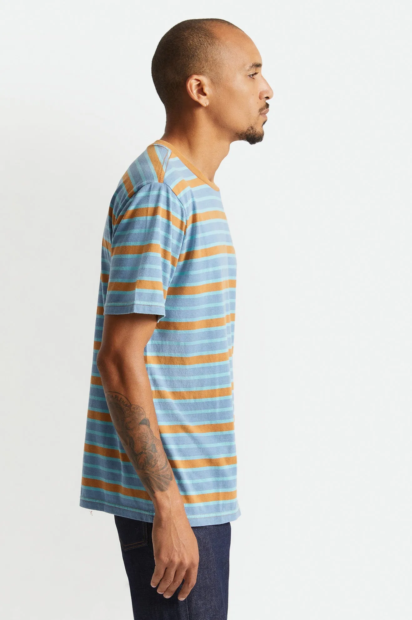 Hilt Multi Stripe S/S Knit - Slate Blue/Lion Sun Wash sold by Brixton product image thumbnail 4