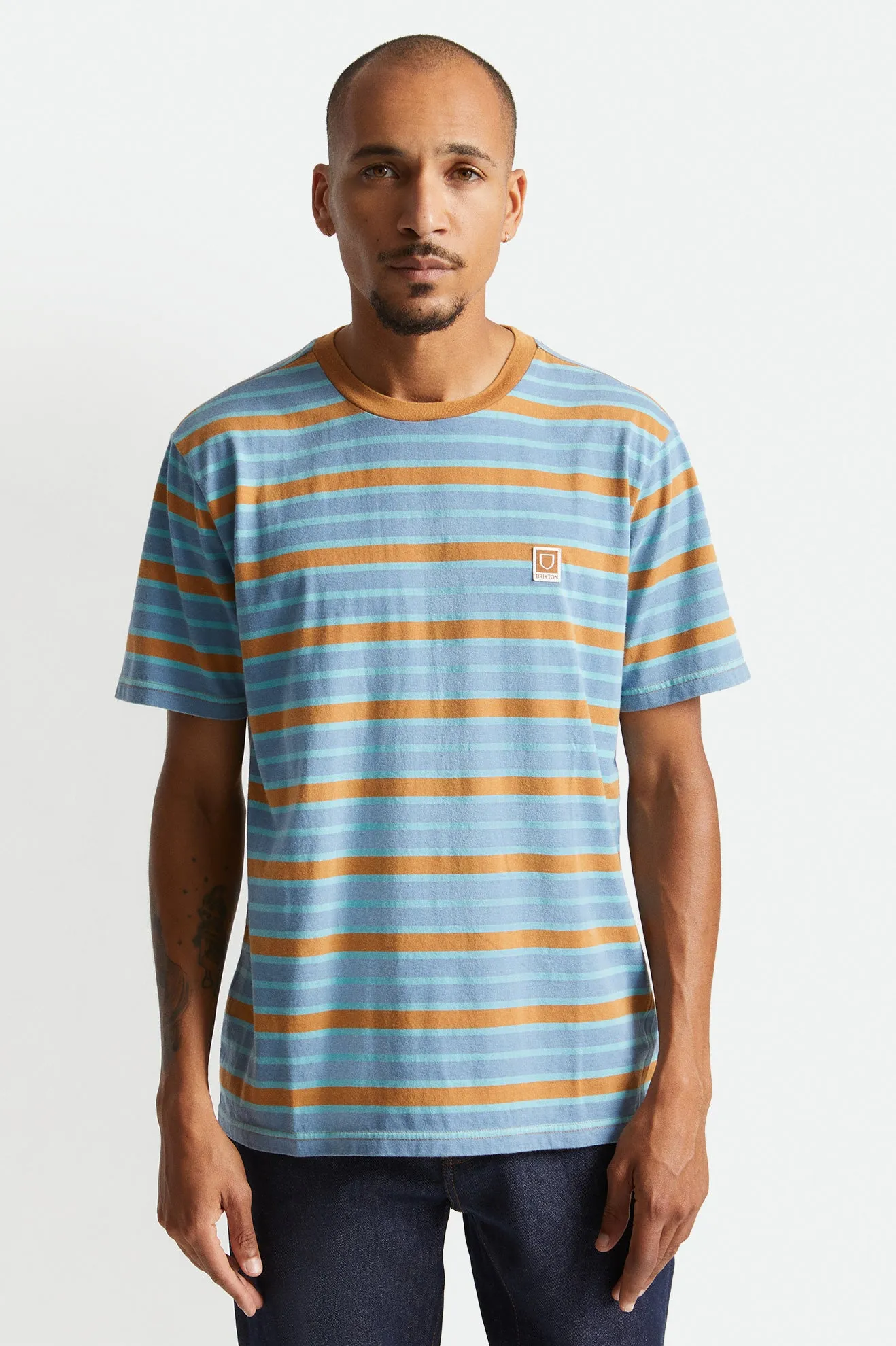 Hilt Multi Stripe S/S Knit - Slate Blue/Lion Sun Wash sold by Brixton product image thumbnail 2