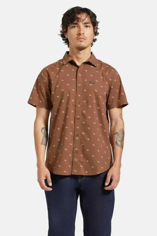 Charter Print S/S Woven Shirt - Pinecone Brown/Tipping Square sold by Brixton