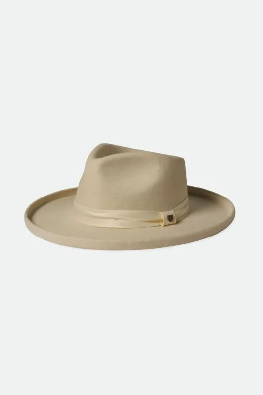 Victoria Felt Fedora - Off White/Off White Satin sold by Brixton