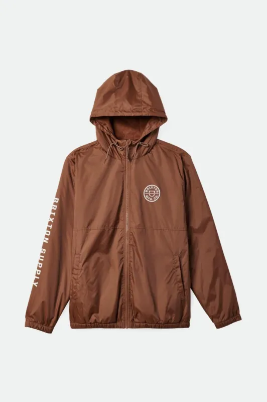 Claxton Crest Arctic Fleece Lined Hood Jacket - Bison sold by Brixton