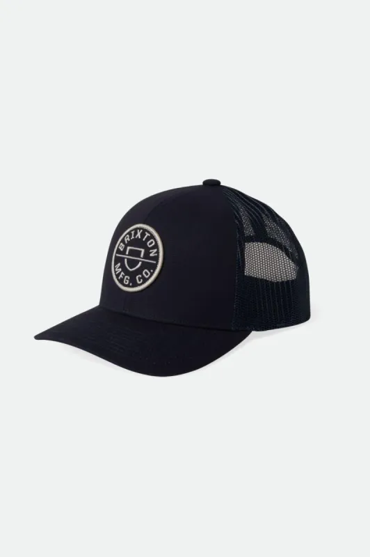 Crest Netplus MP Trucker Hat - Washed Navy/Navy sold by Brixton