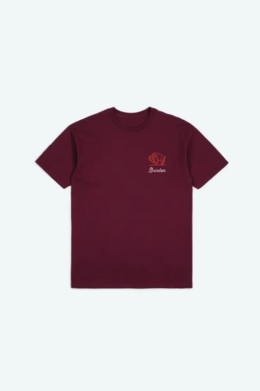 Prairie S/S Standard Tee - Burgundy sold by Brixton
