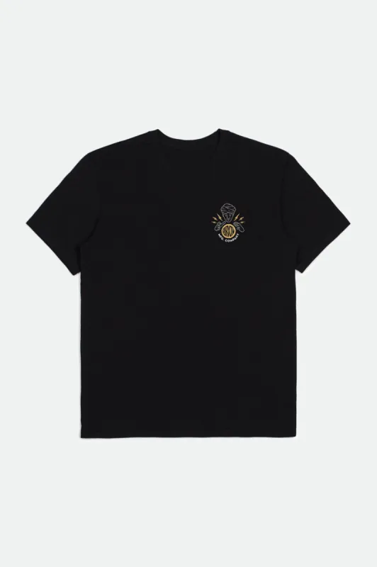 Seer S/S Tailored Tee - Black sold by Brixton