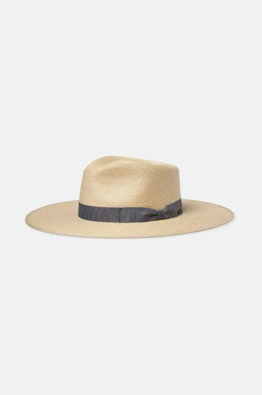 Jo Straw Rancher Hat - Natural/Black/White sold by Brixton
