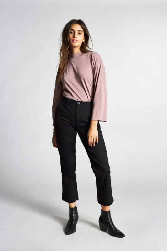 Anne L/S Mock Neck Tee - Mauve made by Brixton