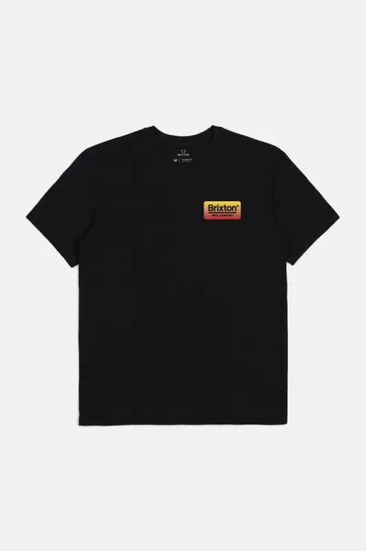 Palmer S/S Tailored Tee - Black/Yellow/Red sold by Brixton