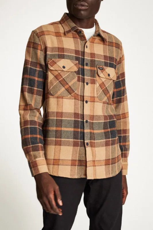 Bowery L/S Flannel - Cream/Copper sold by Brixton