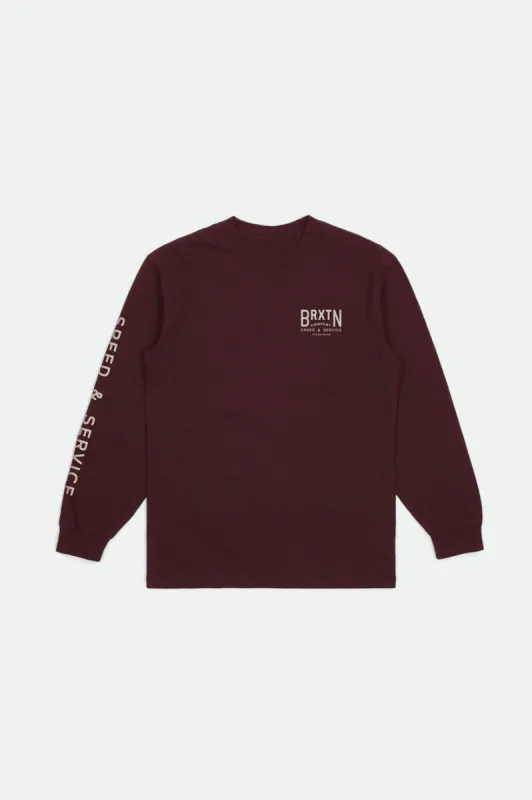 Tune Up L/S Standard Tee - Mahogany sold by Brixton