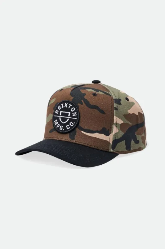 Crest MP Snapback - Camo Surplus/Black sold by Brixton