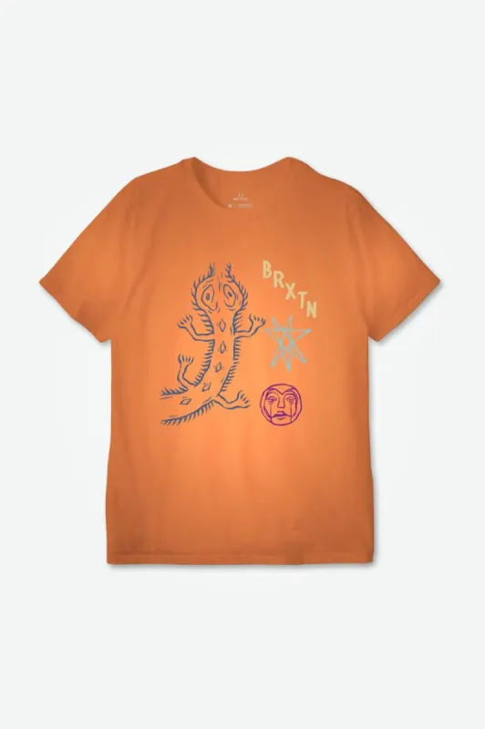 Lanark S/S Relaxed Tee - Paradise Orange Garment Dye sold by Brixton
