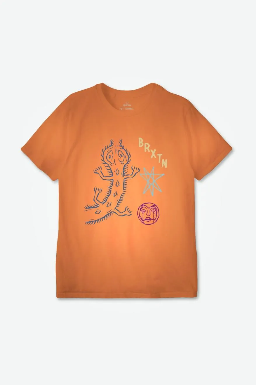 Lanark S/S Relaxed Tee - Paradise Orange Garment Dye sold by Brixton