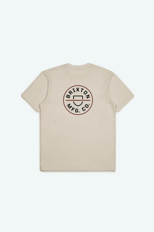 Crest II S/S Standard Tee - Cream sold by Brixton