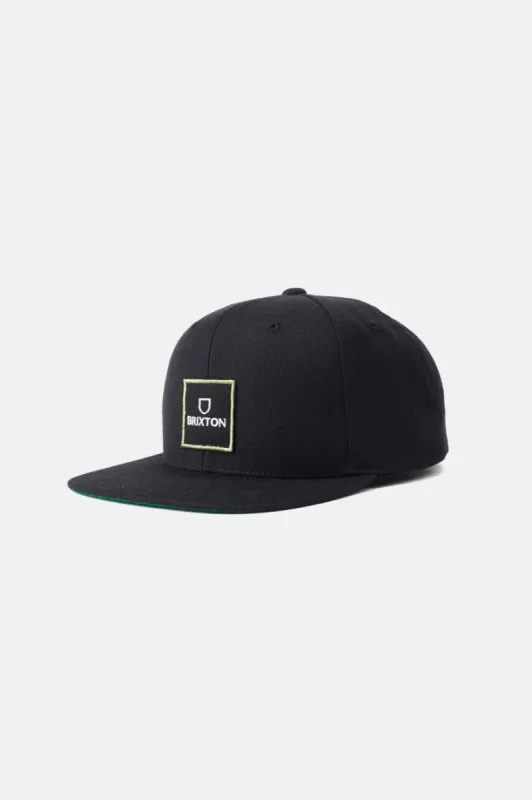 Alpha Square MP Snapback - Black sold by Brixton