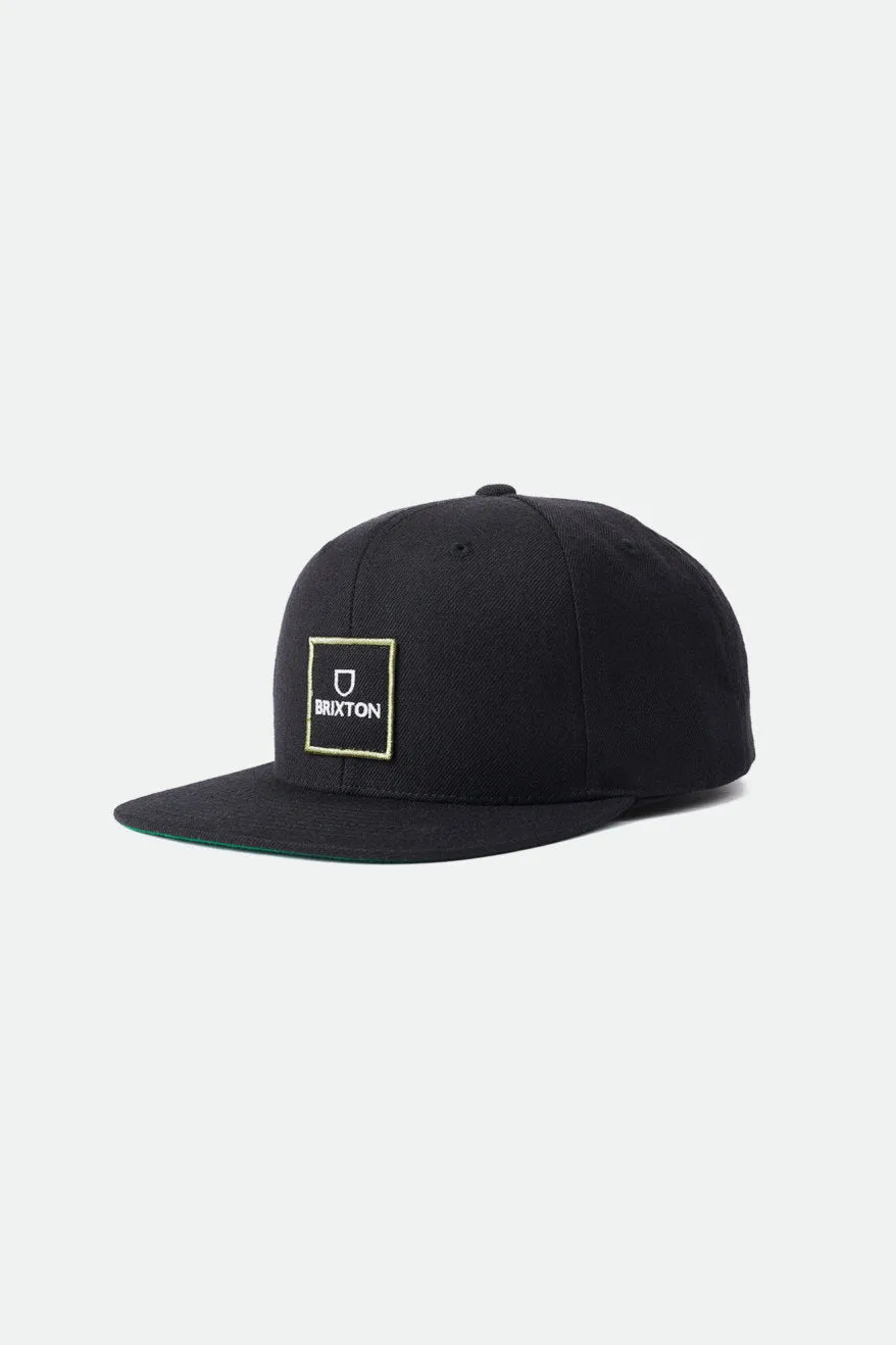 Alpha Square MP Snapback - Black sold by Brixton