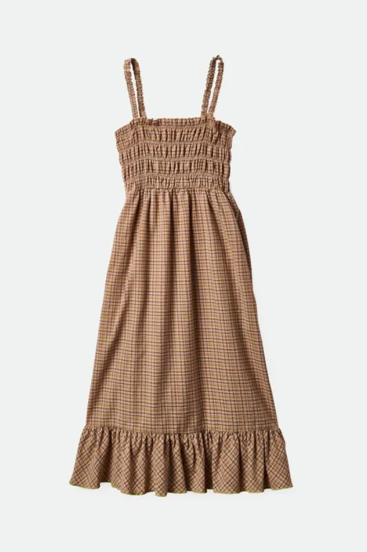 Malta Seersucker Midi Dress - Sand sold by Brixton