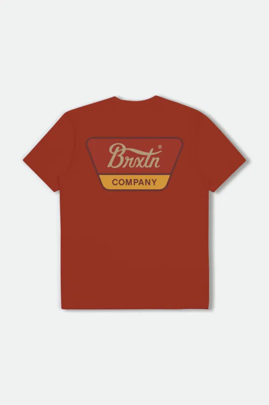 Linwood S/S Standard Tee - Barn Red/Dark Burgundy/Bright Gold sold by Brixton