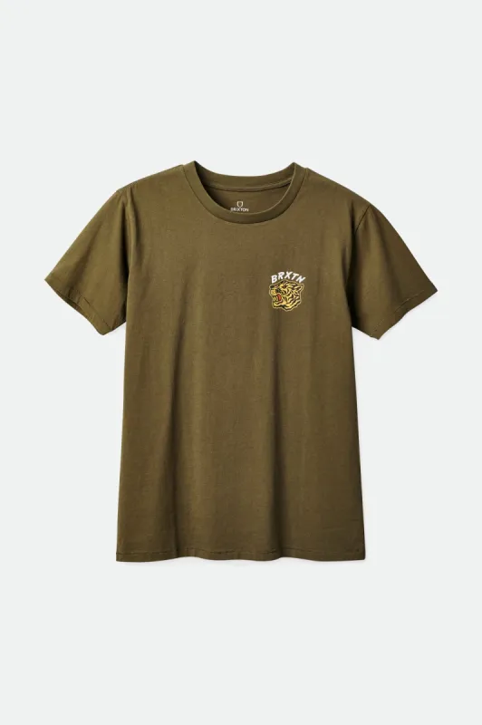 Kit S/S Standard Tee - Olive Worn Wash sold by Brixton