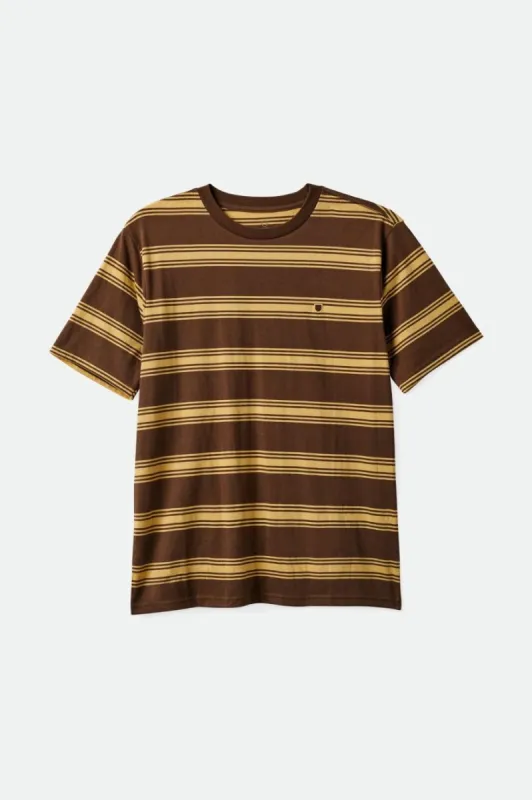 Hilt Shield S/S Tee - Dark Earth/Straw sold by Brixton