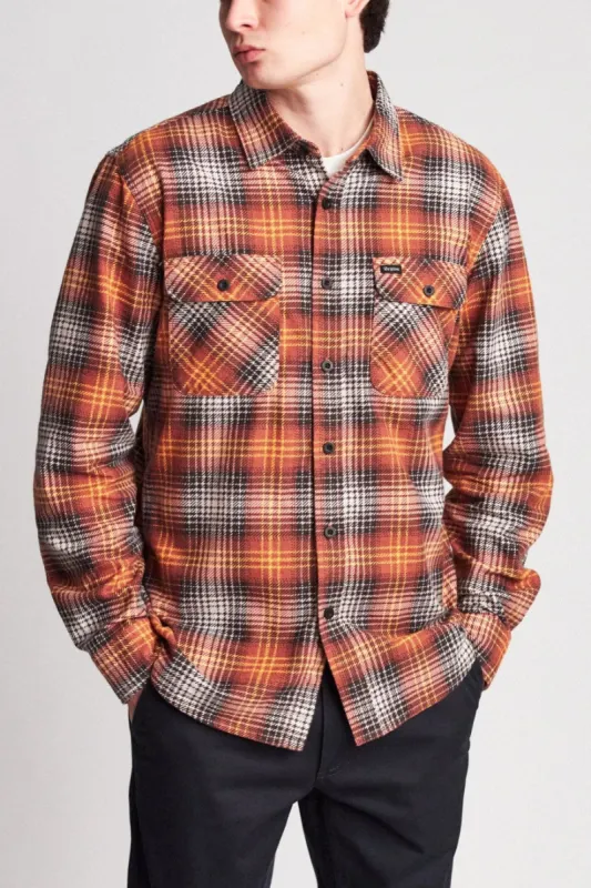 Bowery Lightweight L/S Flannel - Burnt Orange sold by Brixton