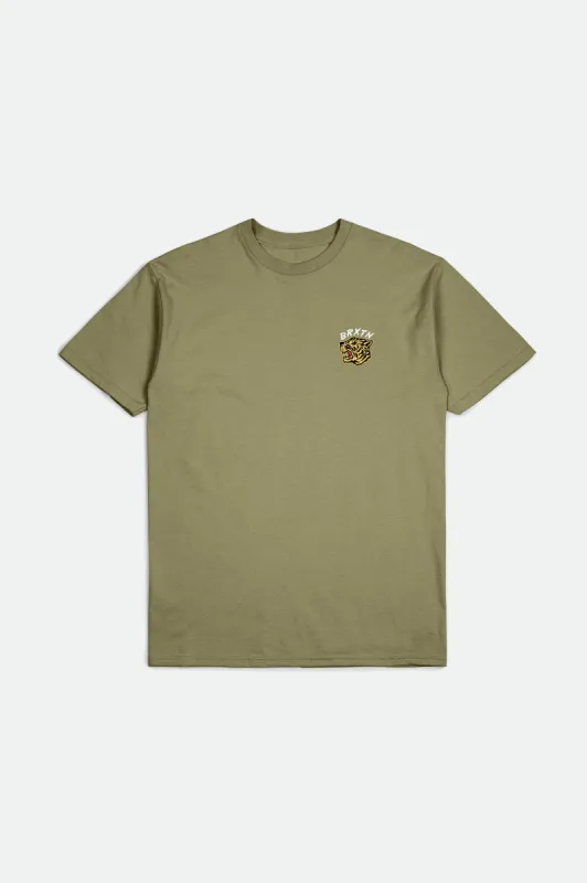Kit S/S Standard Tee - Military Olive Worn Wash sold by Brixton