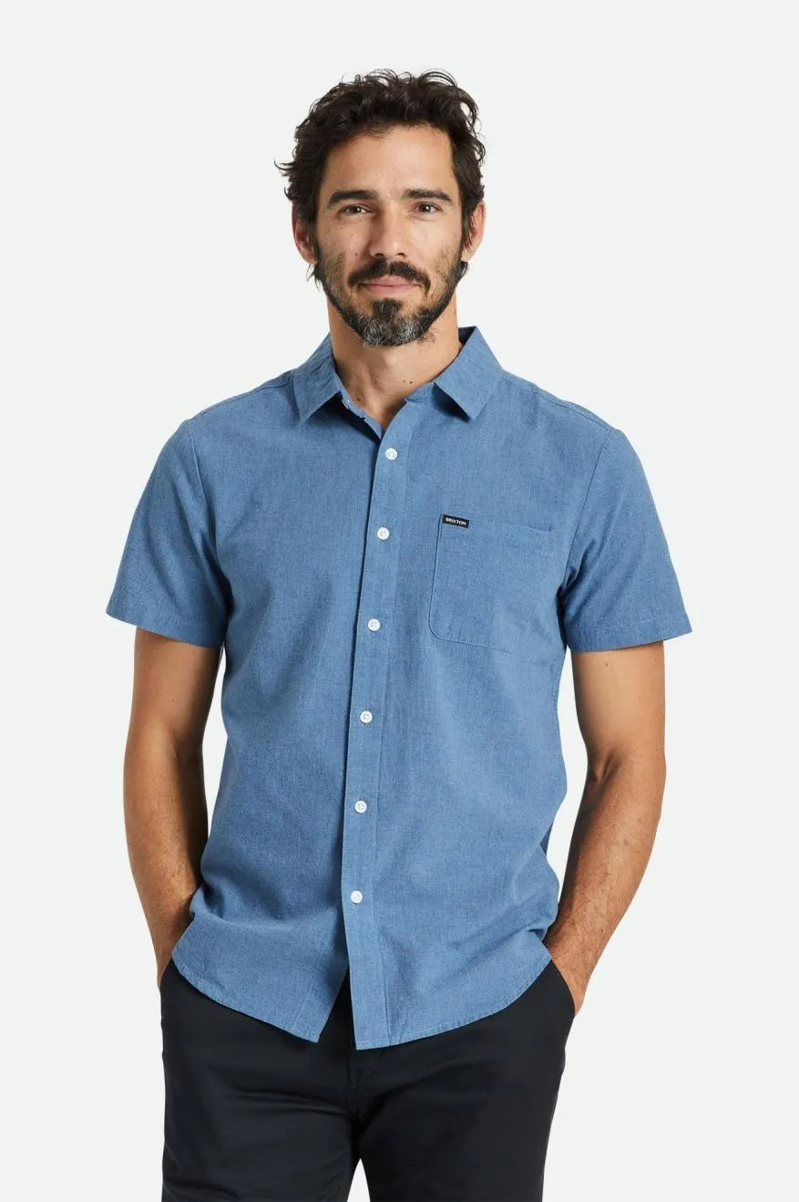 Charter Textured Weave S/S Woven Shirt - Heather Pacific Blue sold by Brixton