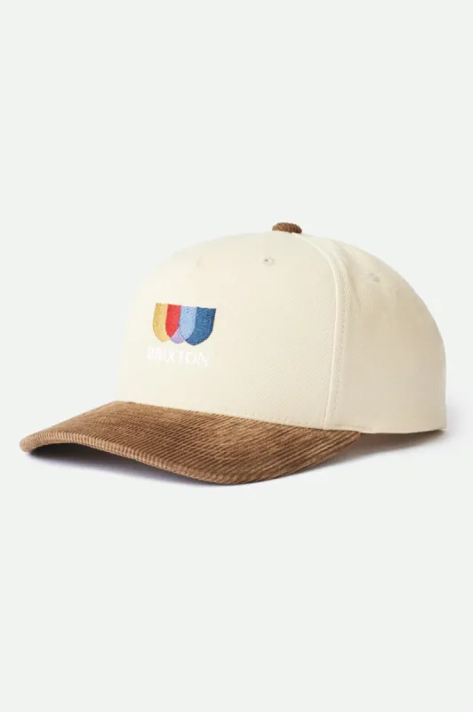Alton Embroidered MP Snapback - Ivory/Toffee sold by Brixton