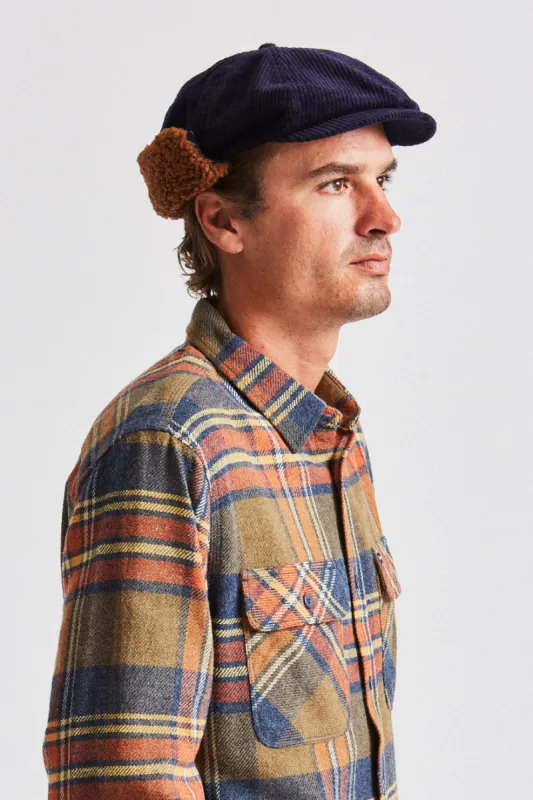 Brood Earflap Snap Cap - Washed Navy sold by Brixton