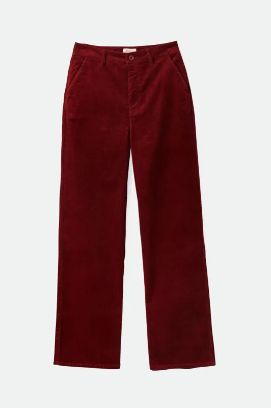 Victory Full Length Wide Leg Pant - Dark Burgundy sold by Brixton
