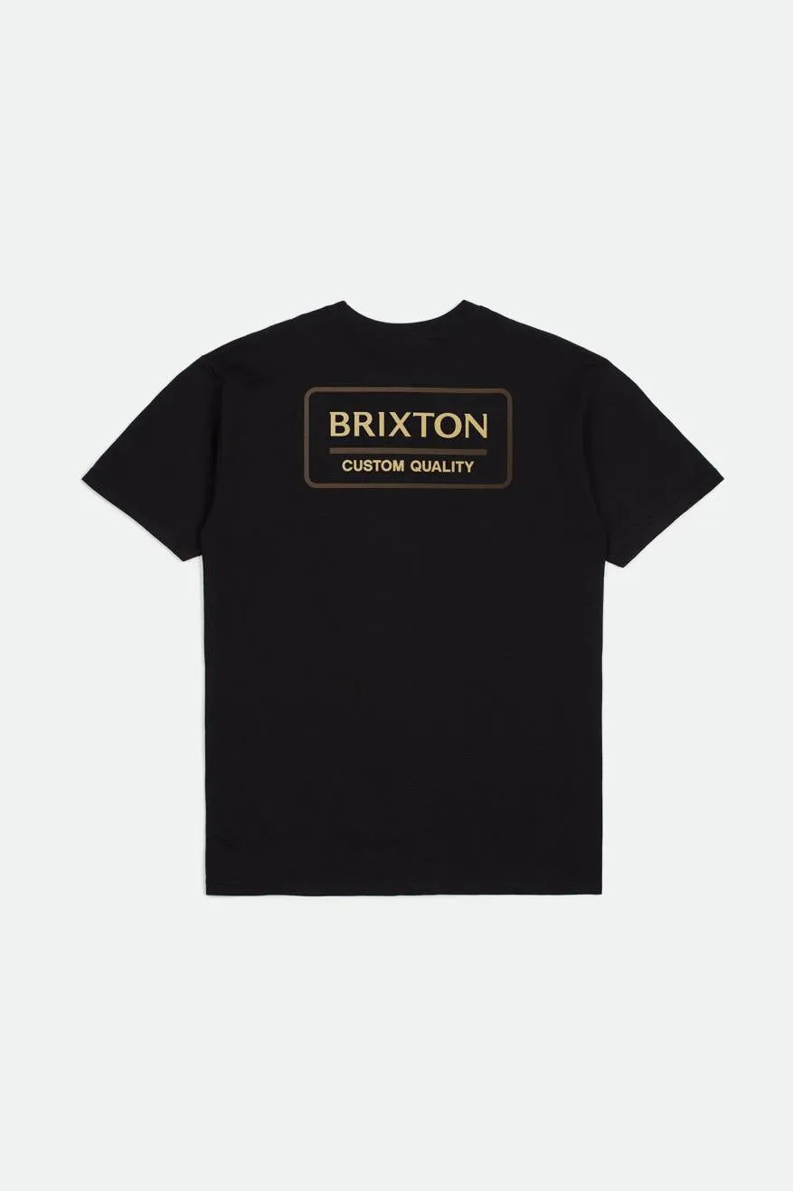 Palmer Proper S/S Standard Tee - Black/Straw/Dark Earth sold by Brixton