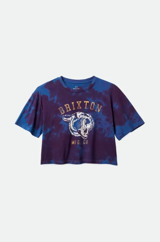 Varsity Cat Women's S/S Skimmer Tee - Marine Blue/Cowhide Cloud Wash sold by Brixton