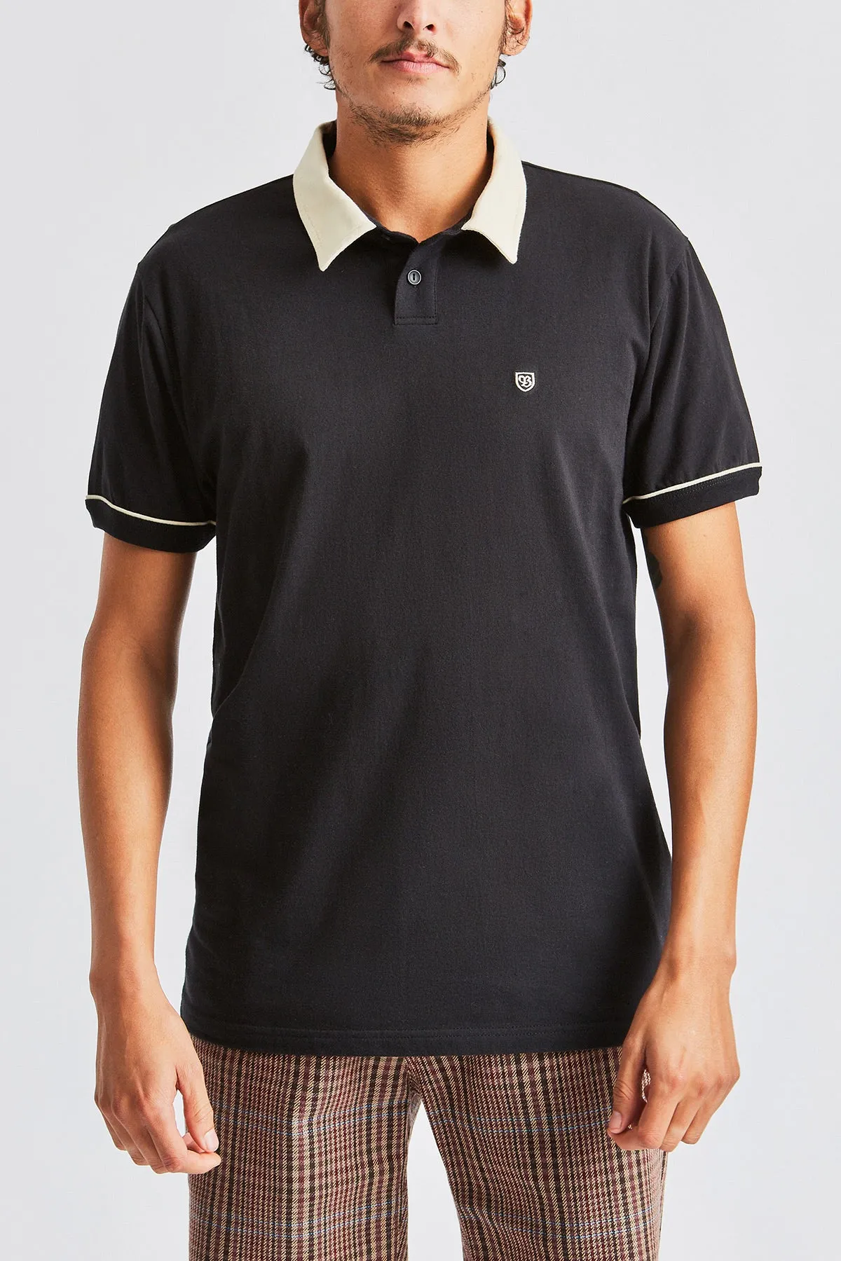 Carlos S/S Polo Knit - Black/Dove sold by Brixton product image thumbnail 3