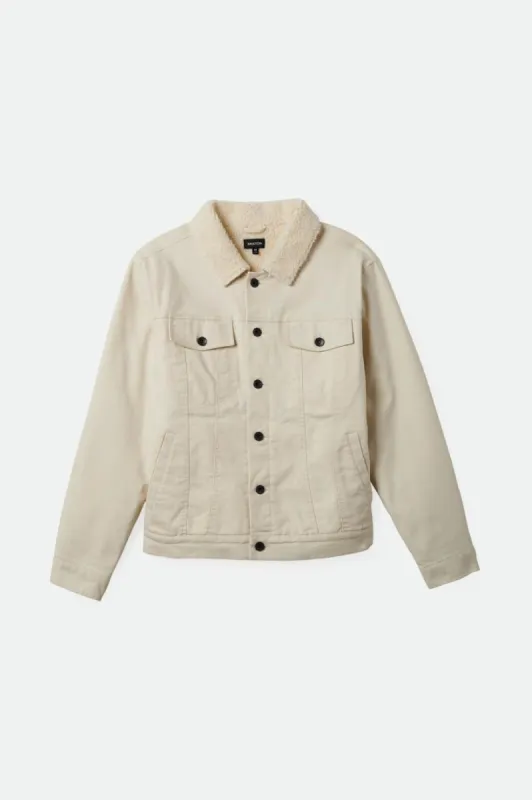 Builders Cable Stretch Sherpa Lined Trucker Jacket - Natural sold by Brixton