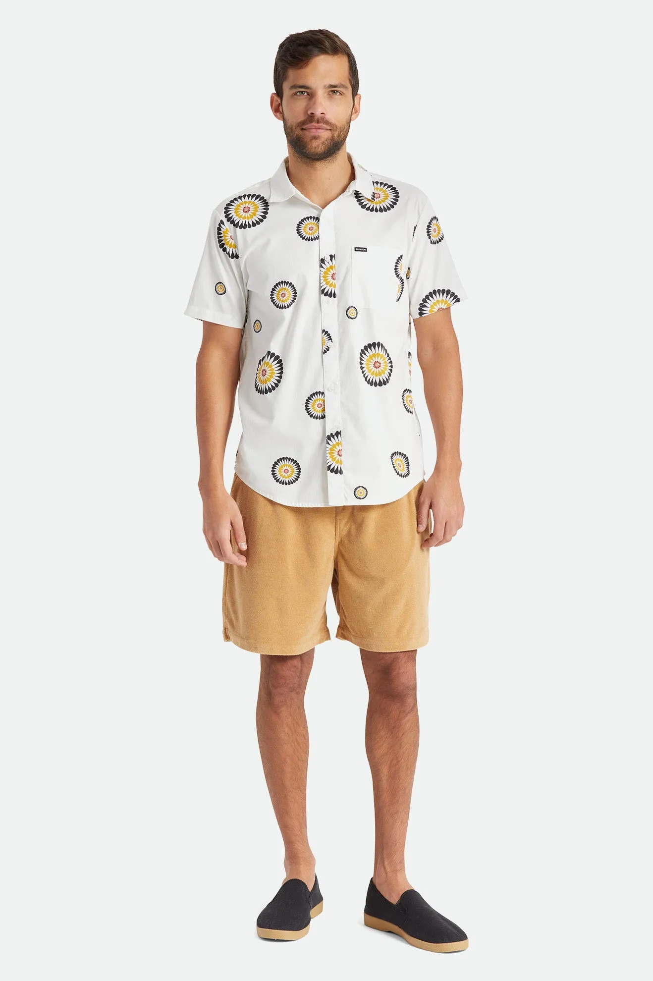 Charter Print S/S Woven - Off White/Black/Golden Glow sold by Brixton product image thumbnail 3