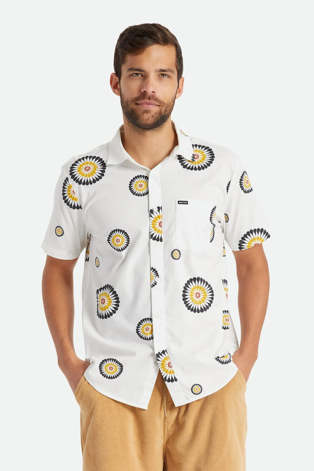 Charter Print S/S Woven - Off White/Black/Golden Glow sold by Brixton product image thumbnail 2