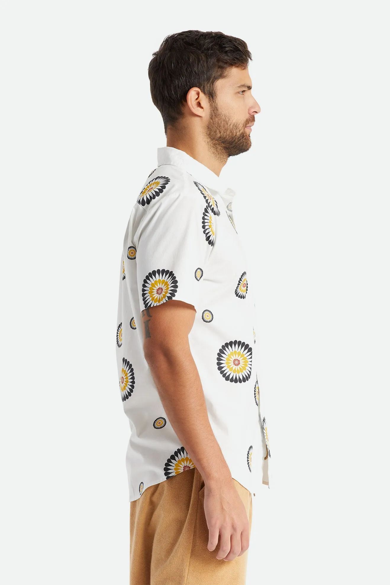 Charter Print S/S Woven - Off White/Black/Golden Glow sold by Brixton product image thumbnail 4