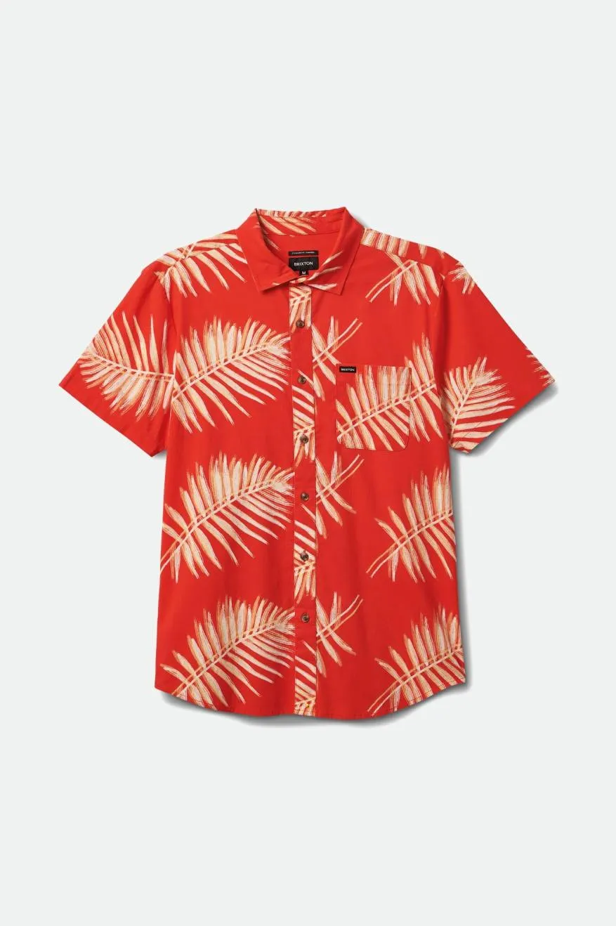 Charter Print S/S Woven - Aloha Red/Palm Leaf sold by Brixton