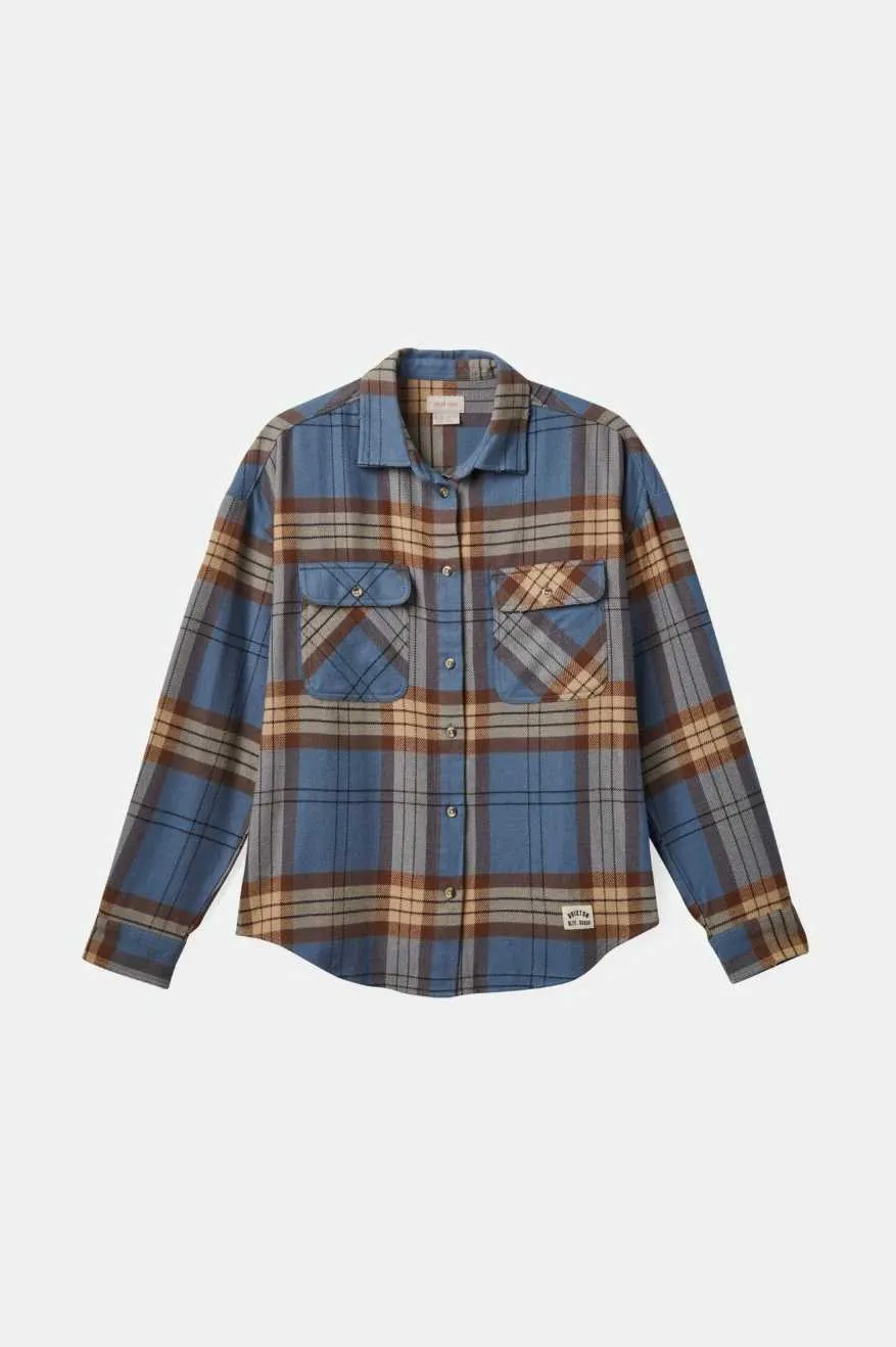 Bowery Women's Classic L/S Flannel - Blue Mirage/Dill Plaid sold by Brixton product image thumbnail 4